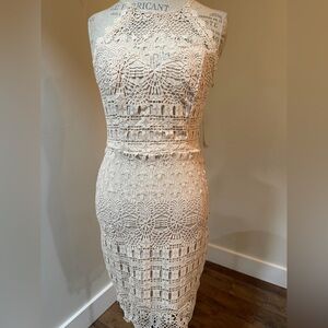 B Darlin Elegant Lace Midi Dress in Cream